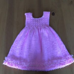 Hand-Knitted kids dress  with pearls